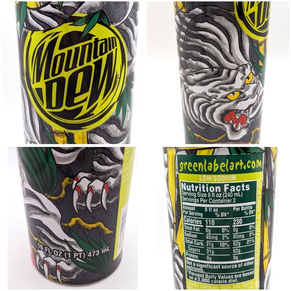 Mountain Dew Green Label Art Aluminum Soda Bottles, Empty Bottles, Set of Three - Picture 13 of 16